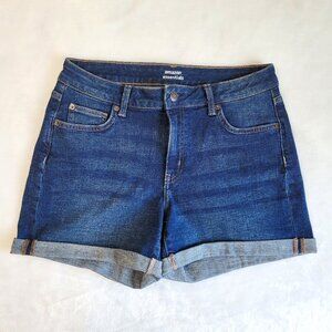 Women's Mid-Rise Slim Fit 4" Denim Shorts - Dark Wash - Rolled Cuffs Size 8